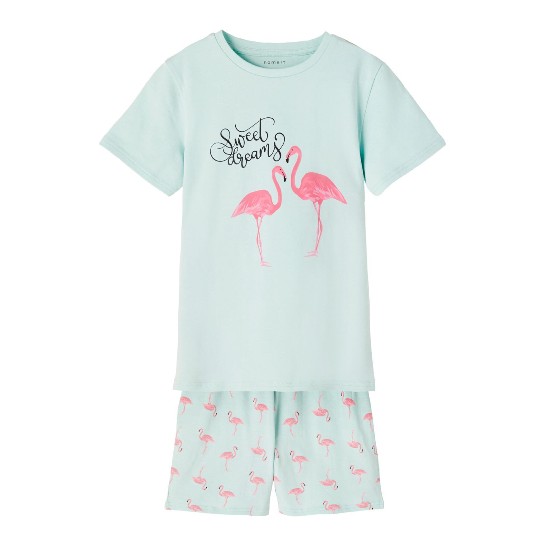 Piżama dziewczęca Name it Nightset flamingo