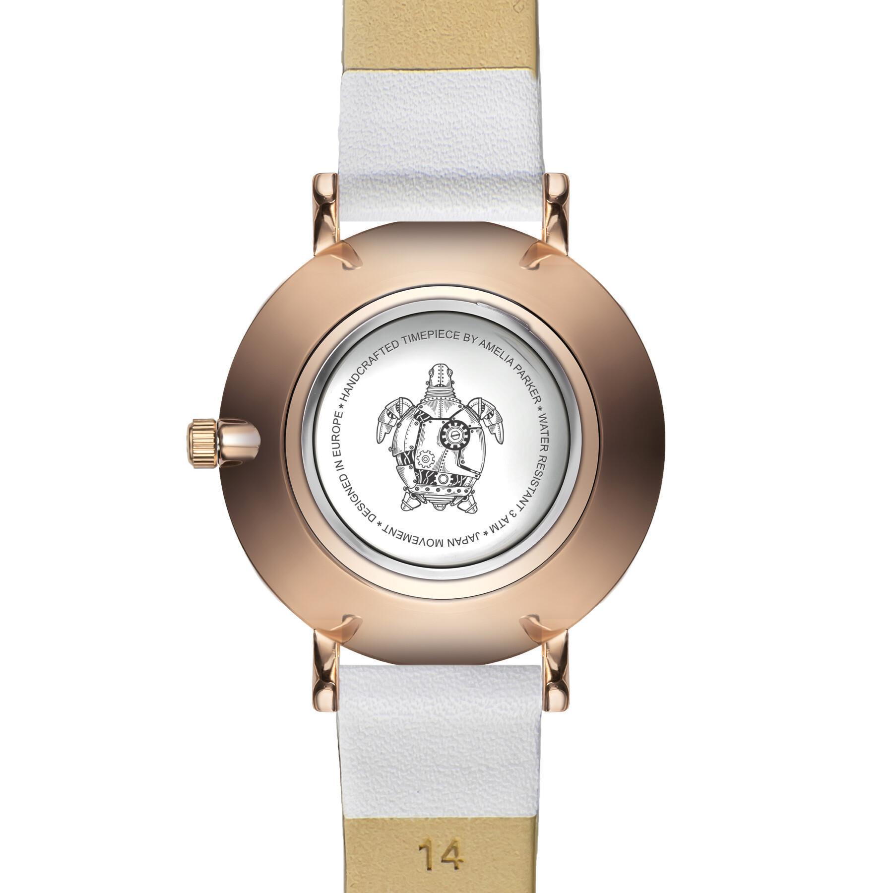 Skórzany zegarek dla kobiet Amelia Parker Petite Rose White