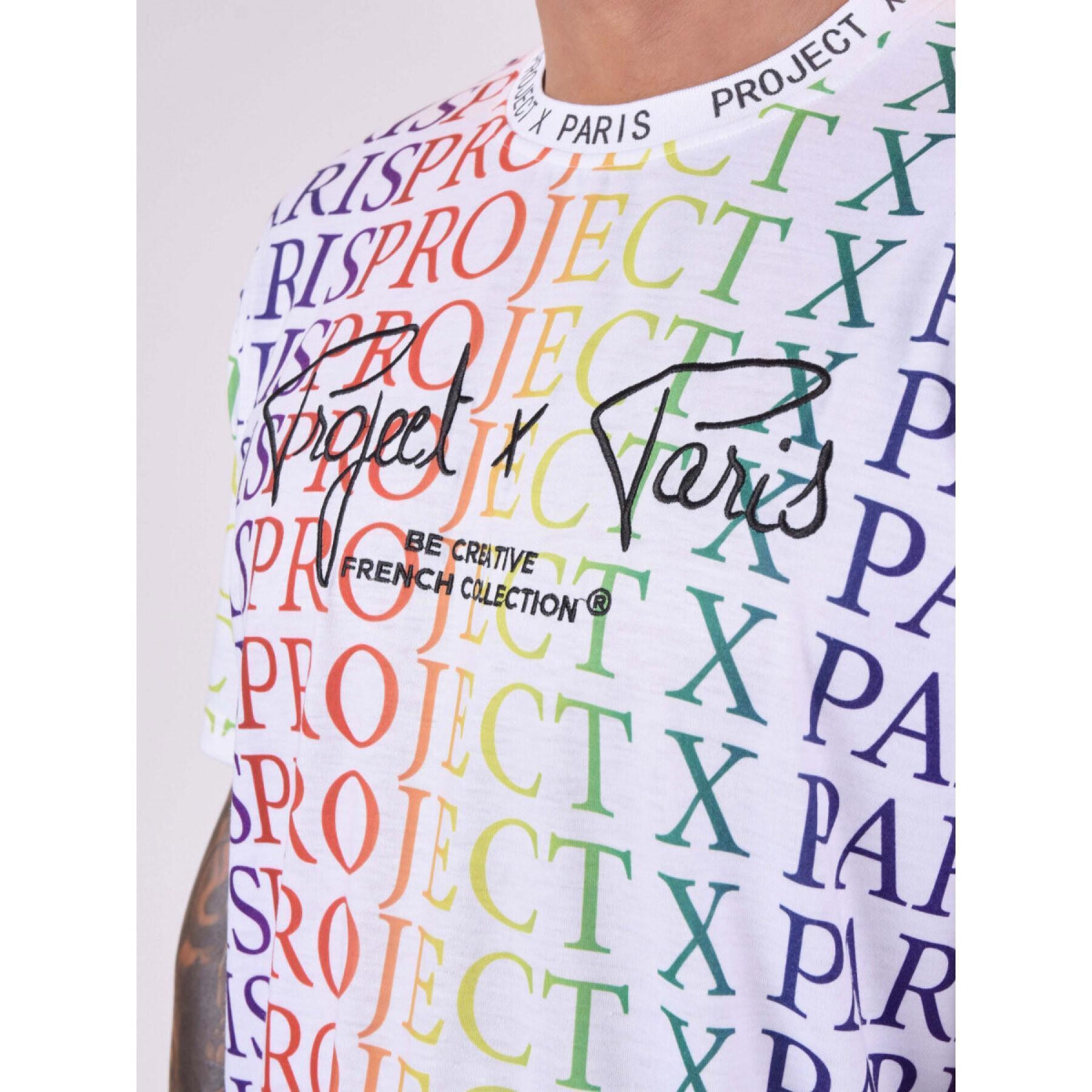 Koszulka z tęczowym gradientowym logo Project X Paris