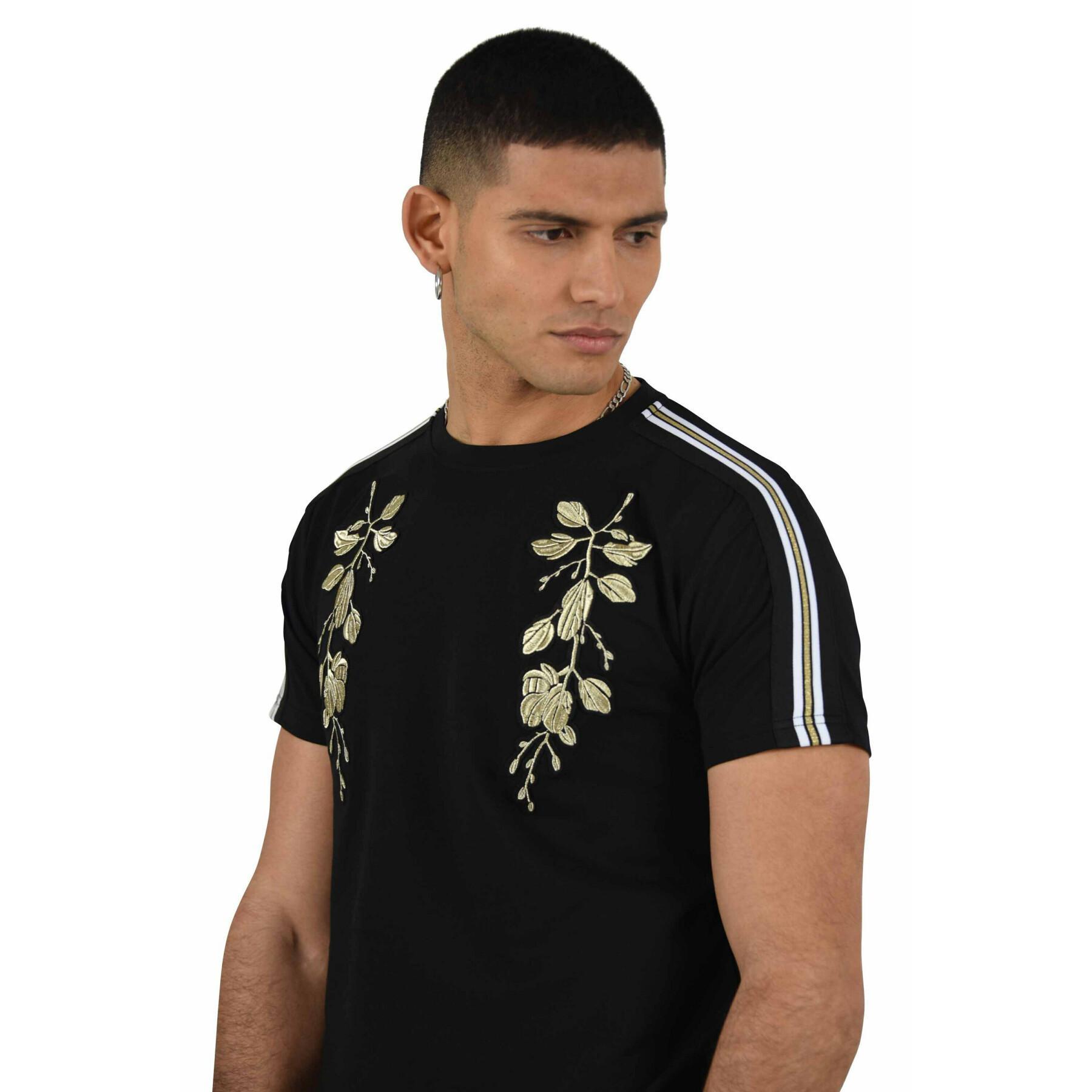 Koszulka z okrągłym dekoltem i kontrastującymi paskami Project X Paris patch floral