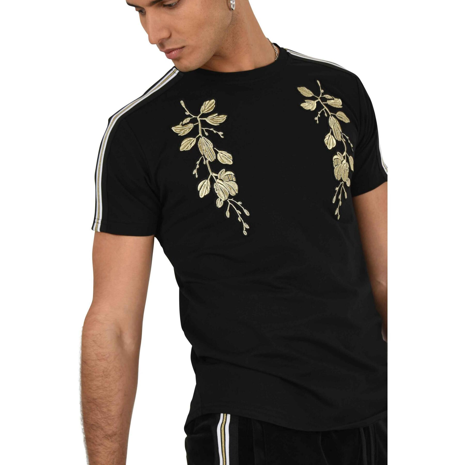 Koszulka z okrągłym dekoltem i kontrastującymi paskami Project X Paris patch floral