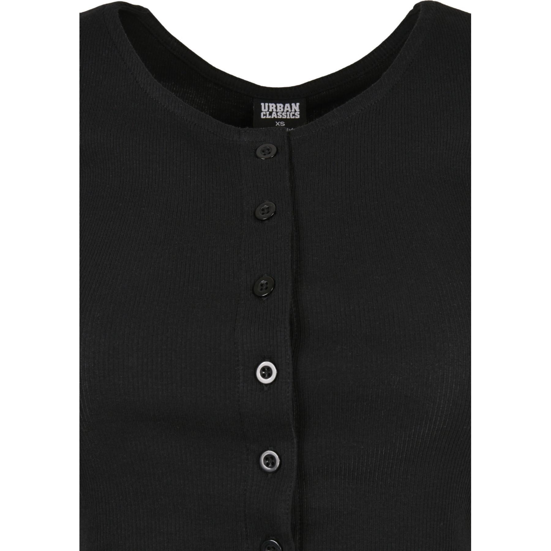 Koszulka damska Urban Classics cropped button up rib-Duże rozmiary