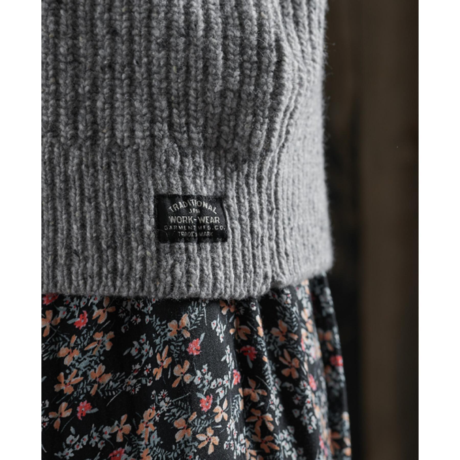 Damski tweedowy sweter z dekoltem w szpic Superdry Freya