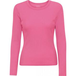 Damska koszulka z długim rękawem w prążki Colorful Standard Organic bubblegum pink