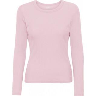 Damska koszulka z długim rękawem w prążki Colorful Standard Organic faded pink