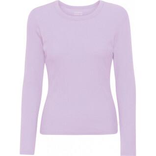 Damska koszulka z długim rękawem w prążki Colorful Standard Organic soft lavender