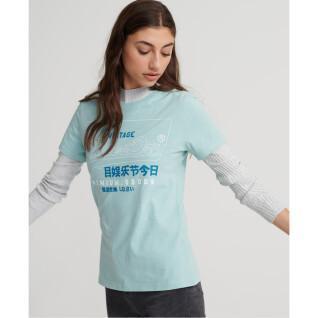 Damska koszulka konturowa z bawełny organicznej Superdry Premium Goods Label